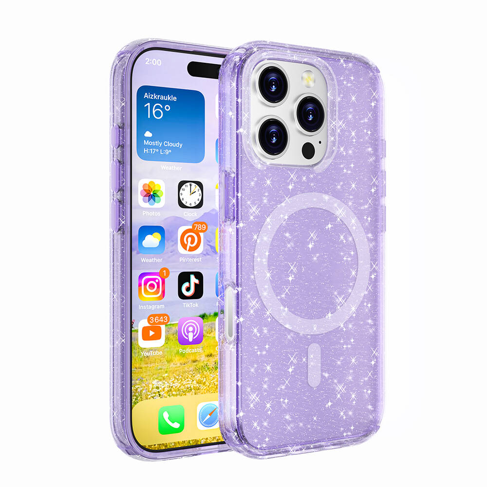 iPhone 16 Pro Uyumlu Simli Magsafe Özellikli Star Kılıf