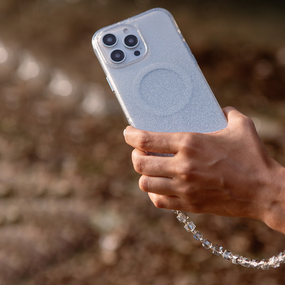 iPhone 16 Pro Max Kılıf M-safe Şarj Özellikli Simli Arka Yüzey Askı Aparatlı Coehl Lumino Kılıf